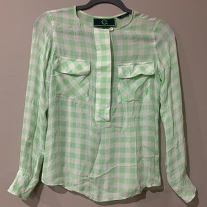 C Wonder Green and White Silk Blouse 💚 XXS